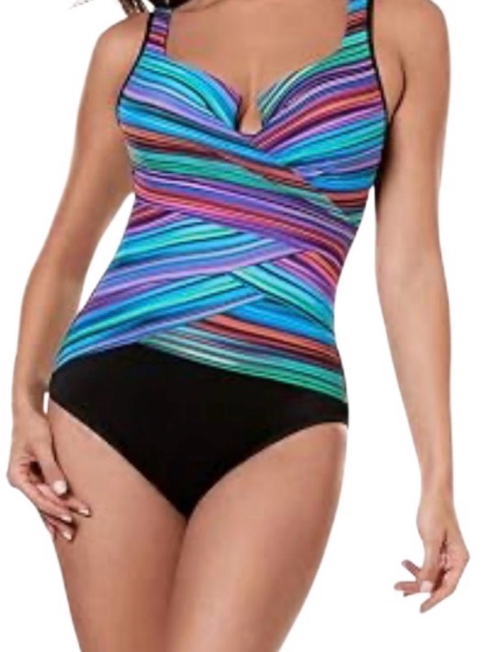 Miraclesuit Escape Layered Swimsuit One-Piece Padded Size 16